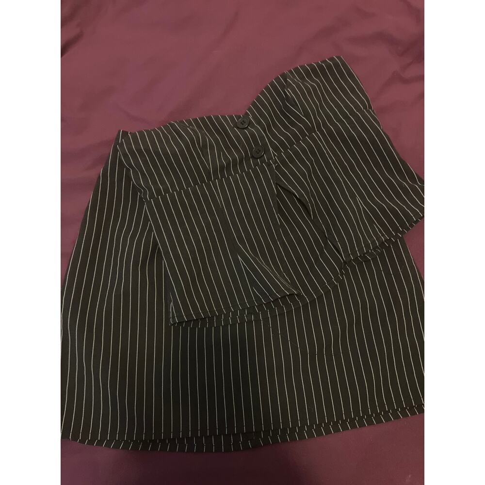 PRINCESS POLLY Luca Pin Stripe 2 Pc SET Crop Top Mini Skirt Size 2 MOB MISTRESS - Picture 2 of 5